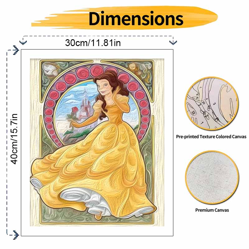 Disney Beauty and the Beast Belle oil paint by numbers painting kit handmade diy home decor gifts for adult wall art canvas craft