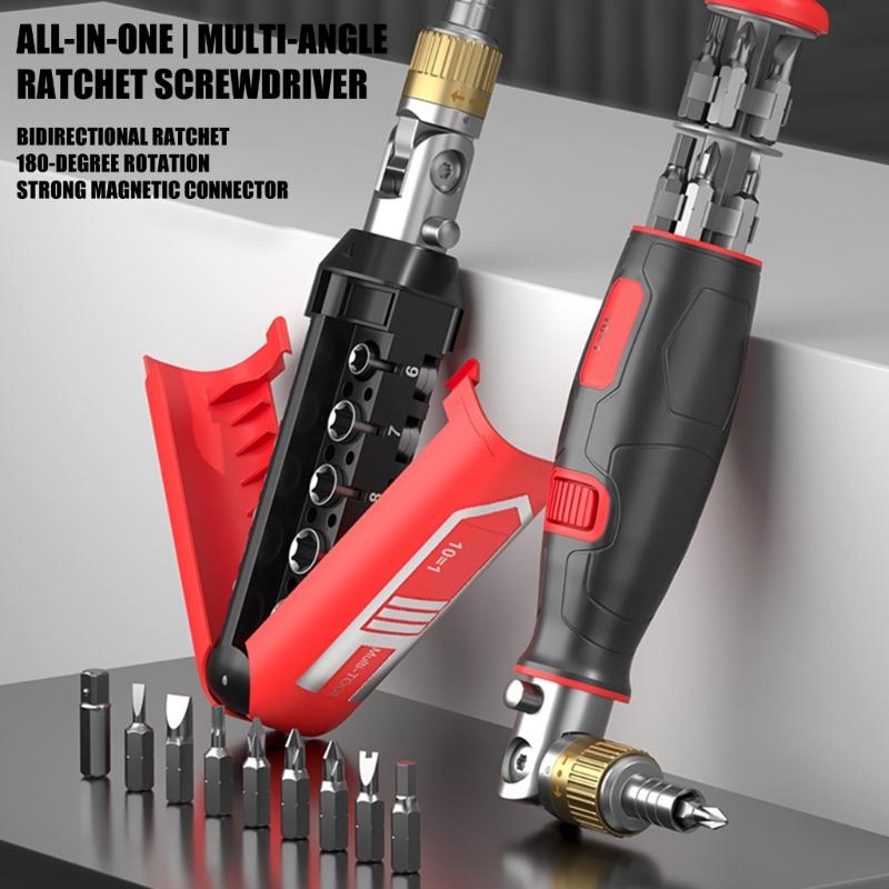 Bendable Ratcheting Screwdriver Bit & Socket Set,Multifunction for Home, Office, Apartment, Car Repair