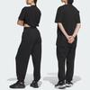Adidas Logo Pants Solid Color Logo Thickened Cuffed Loose Knit Sports Pants Unisex Pants Black IV7589