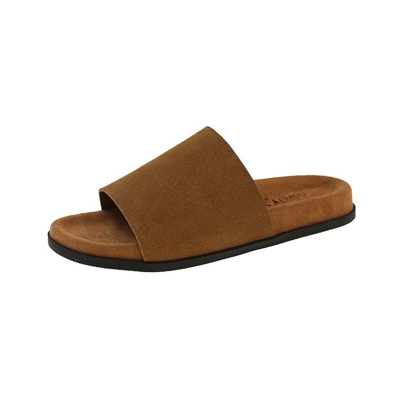 Premium sense simple one-word slippers women's 2025 new fashion versatile lazy with skirt casual open-toed slippers