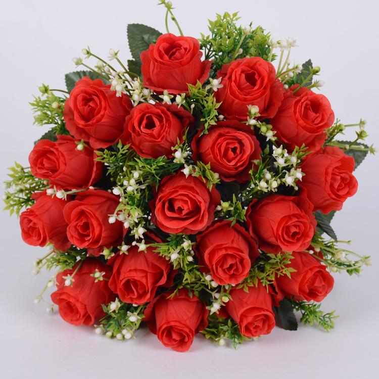 Bridal Rose Dried Flower Bouquet - Silk and Artificial Blooms for Home Decor and Ornaments