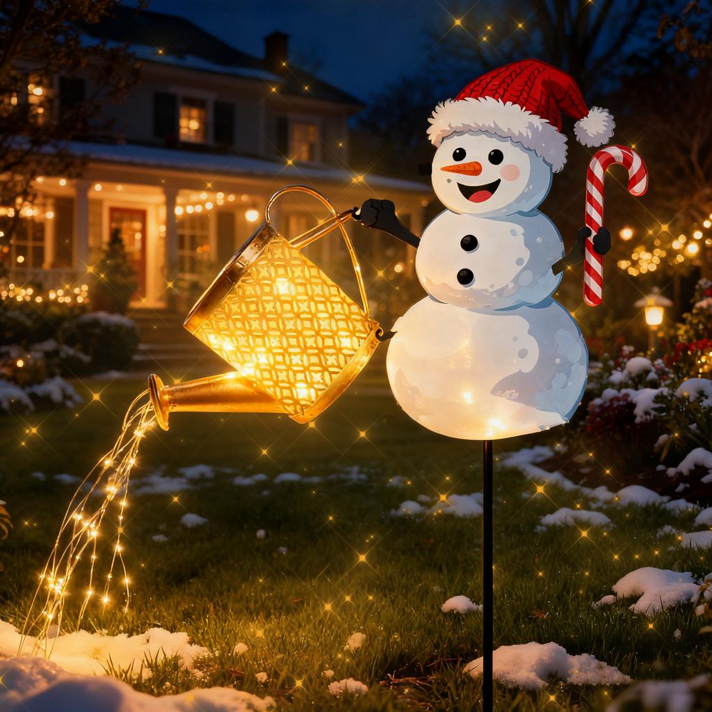 Lampă Cascadă Moș Crăciun cu Energie Solară Decor Grădină Exterior Decorațiune Metalică Iluminare Automată pe Timp de Noapte Tematică de Crăciun