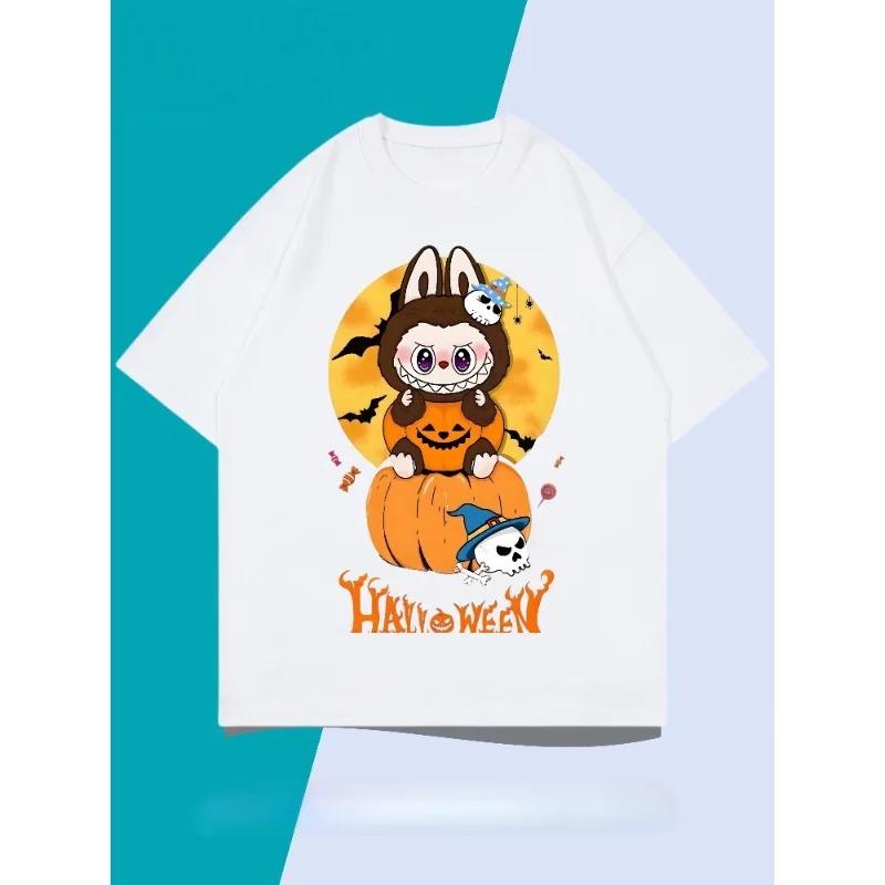 Pánské tričko s krátkým rukávem 2025 Nové letní Labubu Volný top z čisté bavlny Trendy pár LabuBU Anime tričko