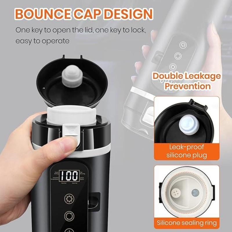 12V Portable Car Heating Cup 450Ml Touch Screen Digital Display Water Warmer Bottle Thermos Cup Car Kettle For Car