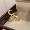 Medieval Brushed Small Golden Snake Ring Attracts Wealth, Spirit Snake Light Luxury Niche Design, Natal Year Gold High-End Ring Woman