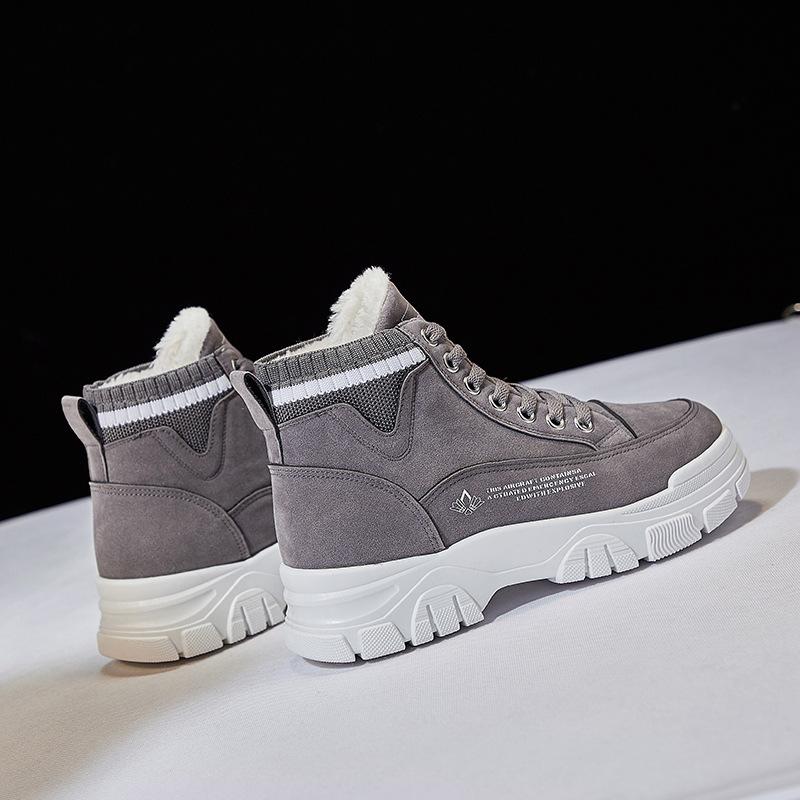 

Зимняя женская обувь, бархатная толстая теплая хлопковая обувь, новая студенческая обувь с высоким берцем на толстой подошве, женская обувь, зимние сапоги 36