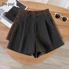 Women's Solid Color Elastic Waist Tweed Shorts