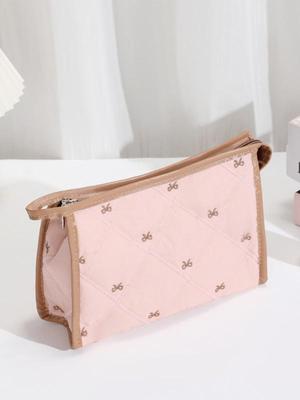Winter Texture Skin-Friendly Bubble Cotton Makeup Bag, Large Capacity & Portable for Travel.