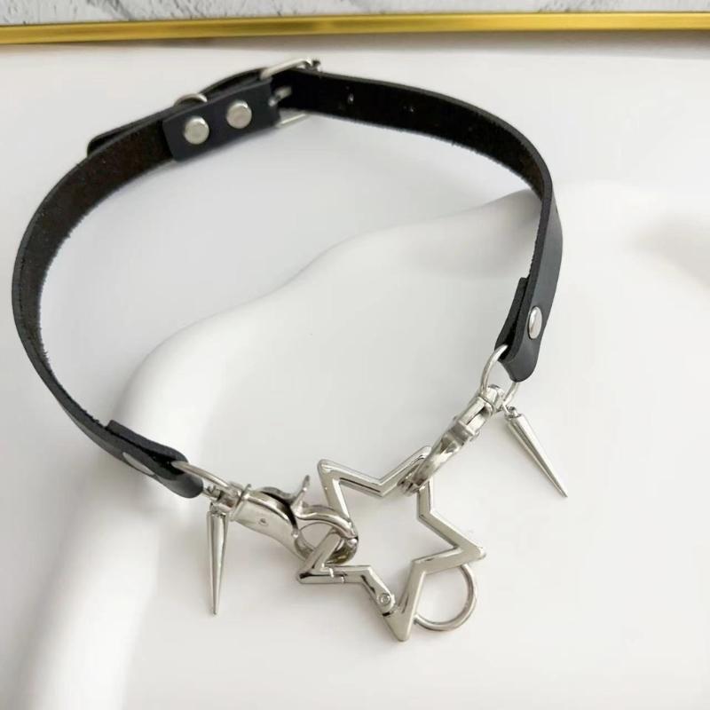 Pentagramme Große Knochenleder O-Stil Halskette DIY Stern Anhänger Halskette für Frauen Punk Ästhetik Y2K Halsketten Accessoire