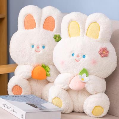 Sevimli Sarılma Lale Çiçekleri Tavşan Peluş Doldurulmuş Karikatür Tavşanlar Havuç Ekmek Çilek Bebek Yatıştırıcı Sevimli Bebek Peluş Oyuncak