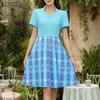 ZANZEA Women Casual Print Patchwork Summer Short Sleeve Dress Holiday