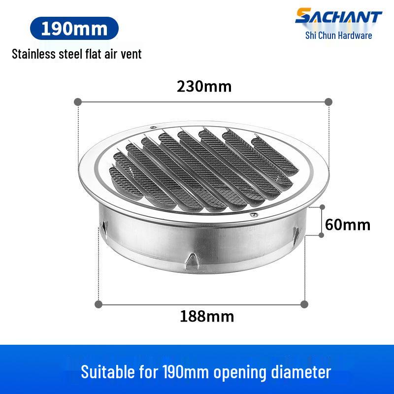 304 Stainless Steel Exterior Wall Vent Cap with Mesh Cover for Duct Exhaust Fans