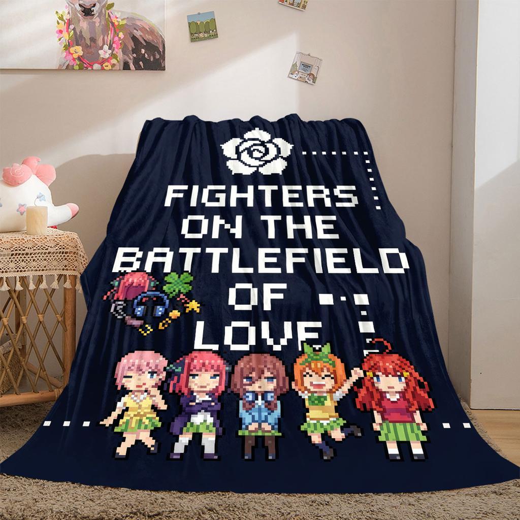 The Quintessential Quintuplets Premium 2D Print Flannel Blanket, Cartoon Decorative Throw for Sofa, Soft Bedding for Travel_LIAN