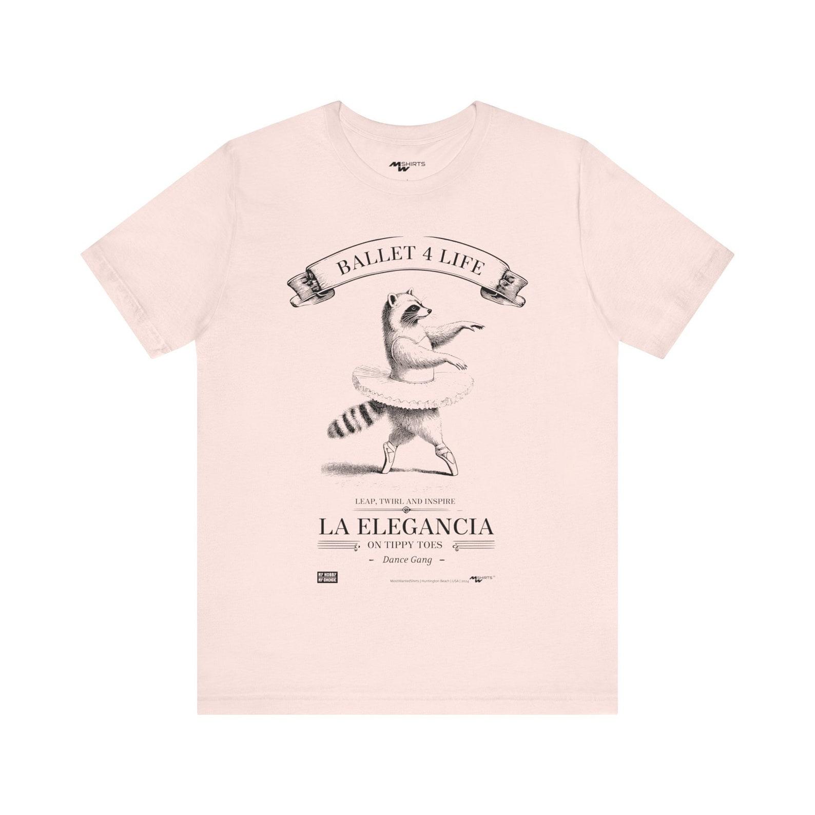Ballet 4 Life Series Racoon T-Shirt - Vintage Engraving Style/ Unisex Jersey Short Sleeve Tee S
