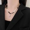 Punk Vintage Cross Star Crystal Beaded Collar Pendant Necklace for Women Personality Baroque Pearl Chain Hip Hop Rock Jewelry
