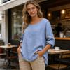 Yousheng Damen Oberteile Rundhals Langarm Lockerer Schnitt Freizeitbluse Atmungsaktiv Weich Frühling Sommer Pullover Oberteile Täglich