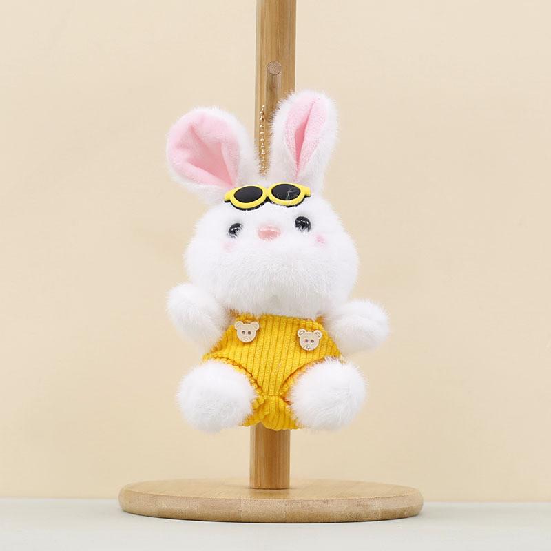 Pants Sunglasses Strap Rabbit Plush Keychain Animal Toy Cute Doll Bag Pendant