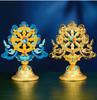 Tibetan Auspicious Symbols: Eight Treasures Golden Wheel Ornament for Home Altar Decoration