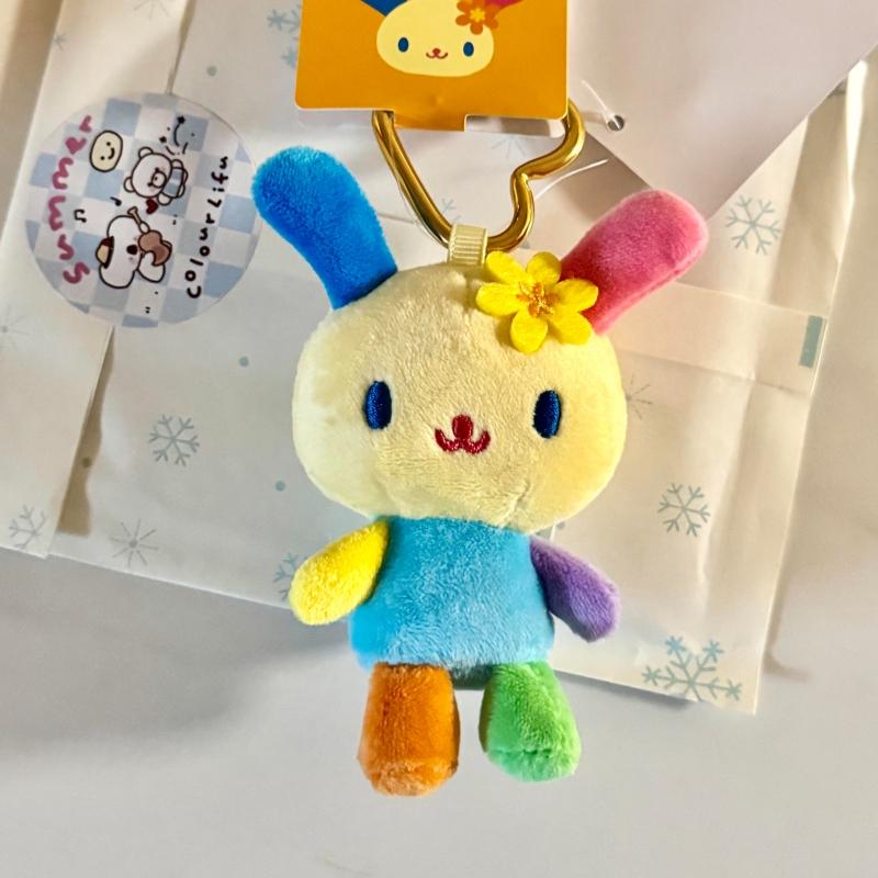 Kawaii Fluffy Usahana Bag Charm Colorful Bunny Plush Keychain Love Buckle Decoration Backpack Pendant Cute Girly Gifts