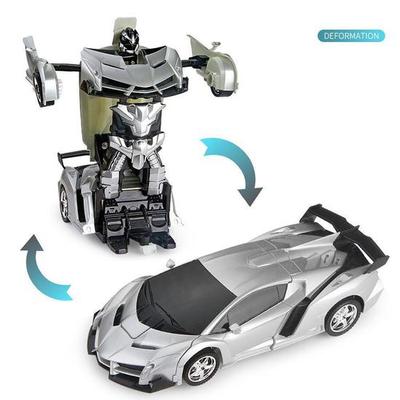 3 Colors Feitong Electric Remote Control Car 1 Button Remote Control Deformed Car Robot Silver