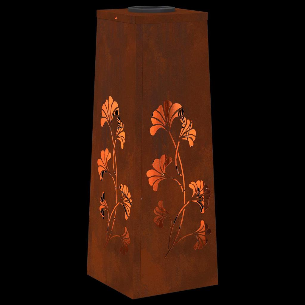 Solar LED Path Light 2 Pcs Rusty Weatherproof Steel