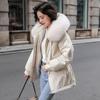 Women Padded Jacket Thickened Plush Lined Coat with Drawstring Waist Winter Warm Puffer