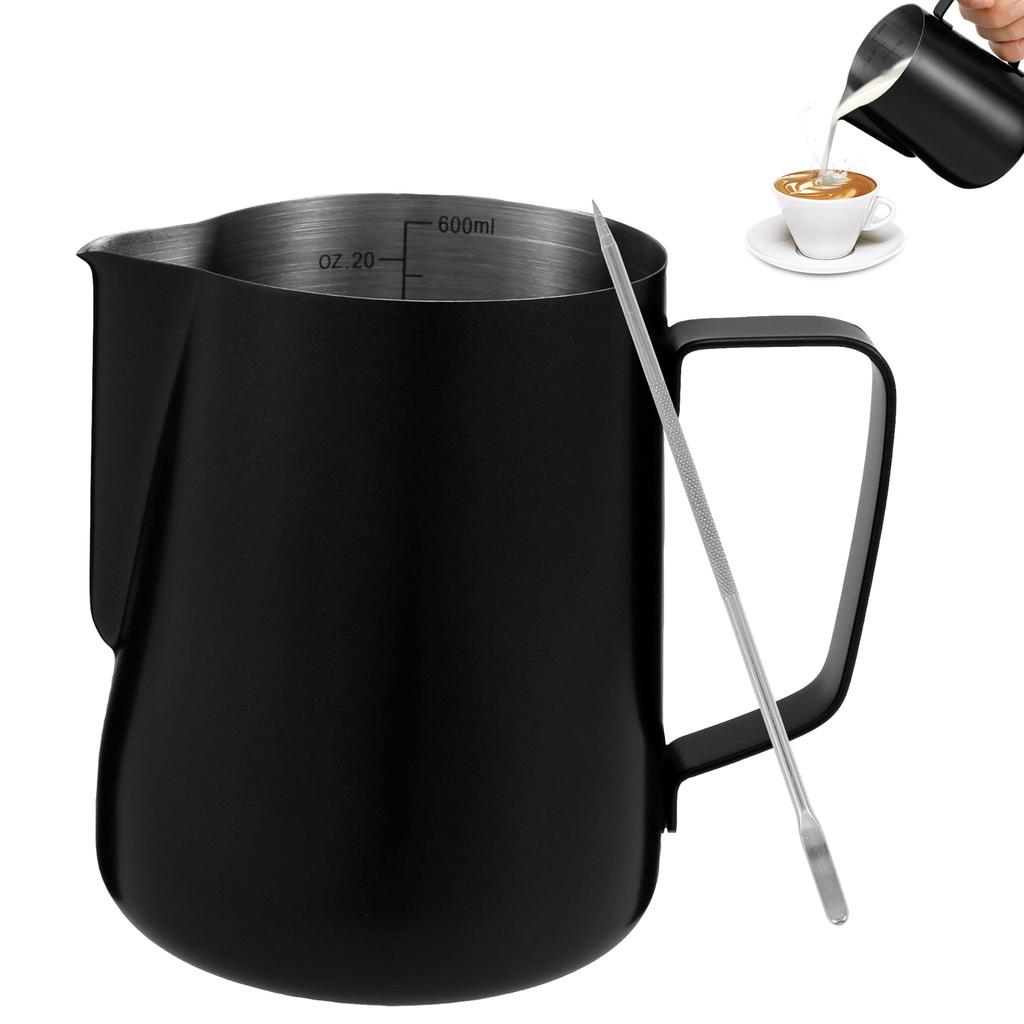 Stainless Steel Milk Frothing Jug Long Rounded Spout Latte Art Jug Milk Pitcher Frother Professional Barista Milk Steaming Jug