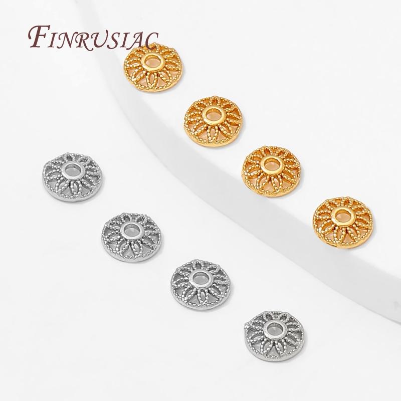 18K Gold Plated Bead End Caps For Jewelry Making,Spacer Bead Caps DIY Accessories,Round Bead Caps For Bracelets Making Findings