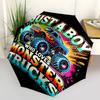 Monster Truck Themen-Reiseregenschirm mit 8 Speichen, Automatisches Öffnen und Schließen, Tragbares faltbares Design, Kompakter und stilvoller Schirm geeignet für