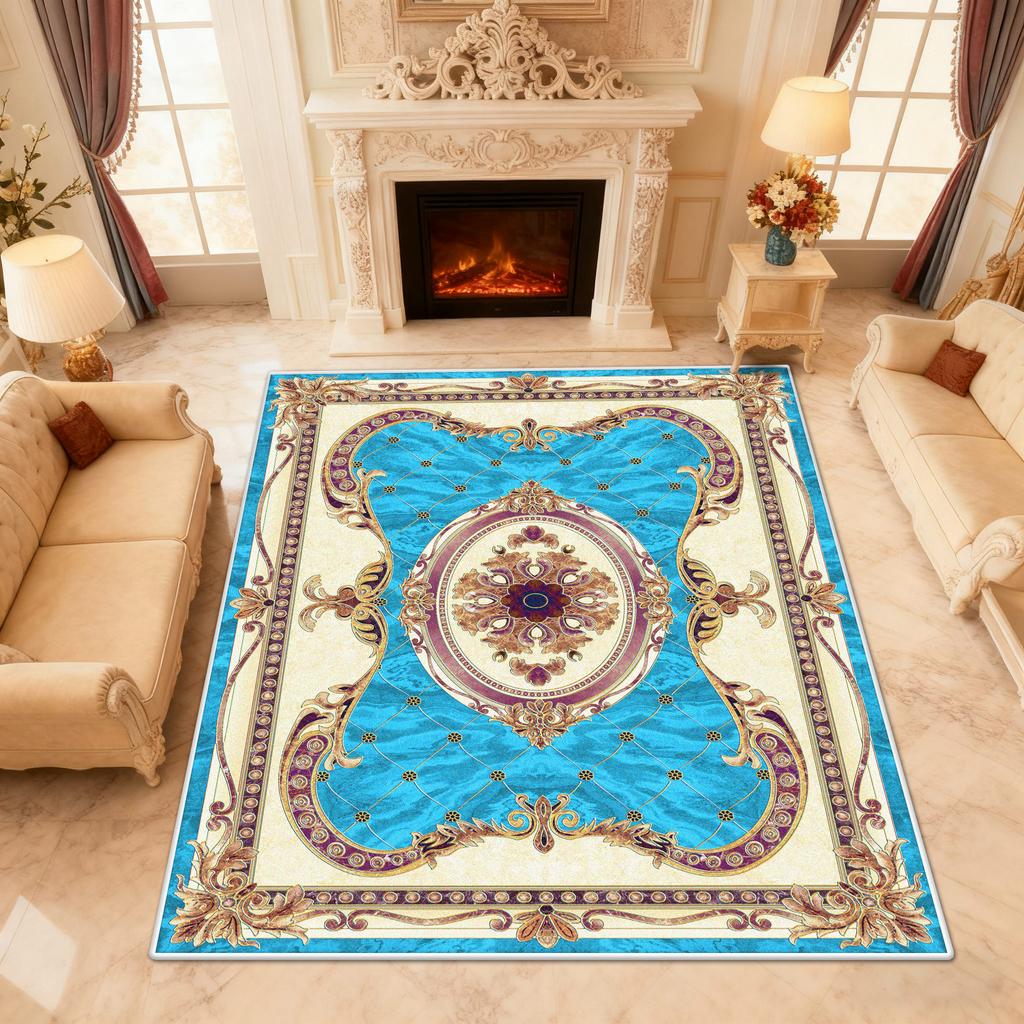 European Style Ethnic Living Room Carpet Decoration Home Sofa Coffee Table Large Rugs Customizable Easy Clean Floor Mat Luxury