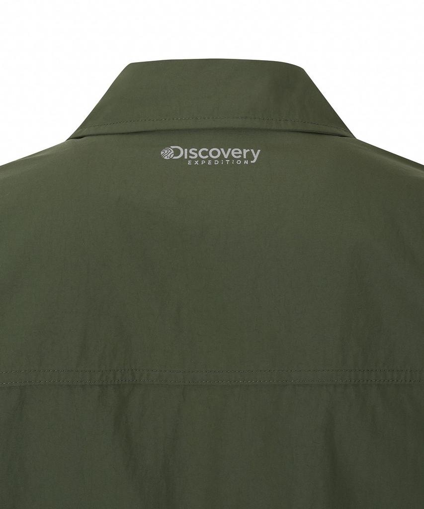 Discovery Expedition Men'S Fresh Vent Collared Out-Pocket Windbreaker (D/Khaki)