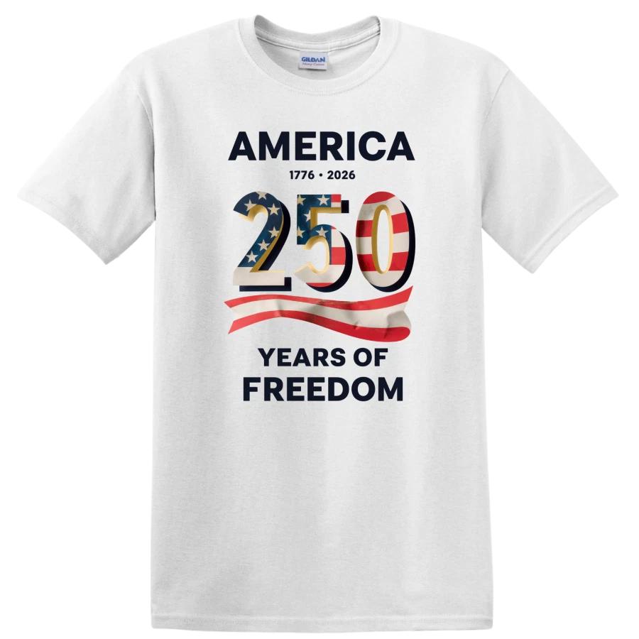 America 250 Years Of Freedom T Shirt USA Flag 1776 2026 Patriotic Gift Liberty XL