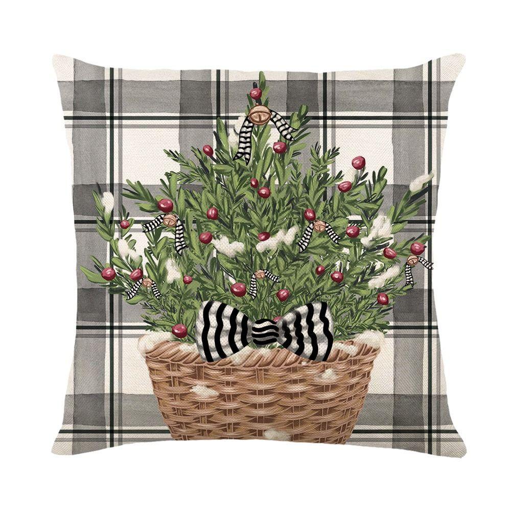

45cm Pillow Cover Elk Pattern Pillowcase Soft Christmas Cushion Cover Christmas A