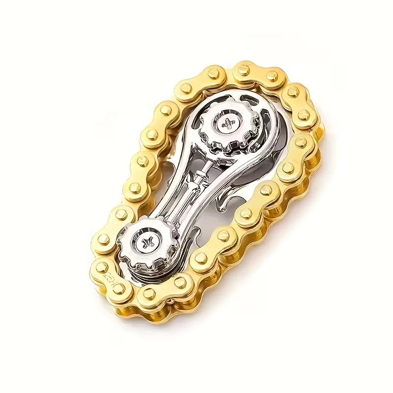 Metal Gear Finger Spinner Chain - Black, Golden, And Silvery, a Relaxing Adult Toy for Finger Exercise, Relaxation Accessory