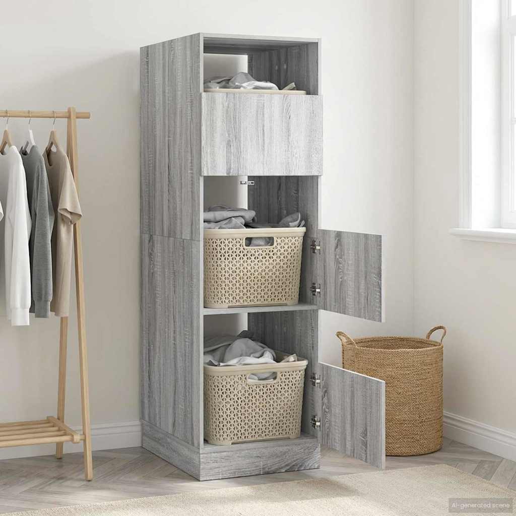Laundry Cabinet Grey Sonoma 50 x 68 x 162 cm Particleboard