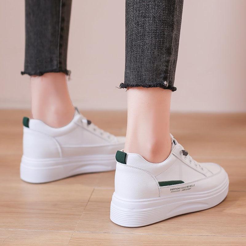 Women's Invisible Lift White Slip-On Shoes - Thick-Soled, Versatile for Spring and Autumn