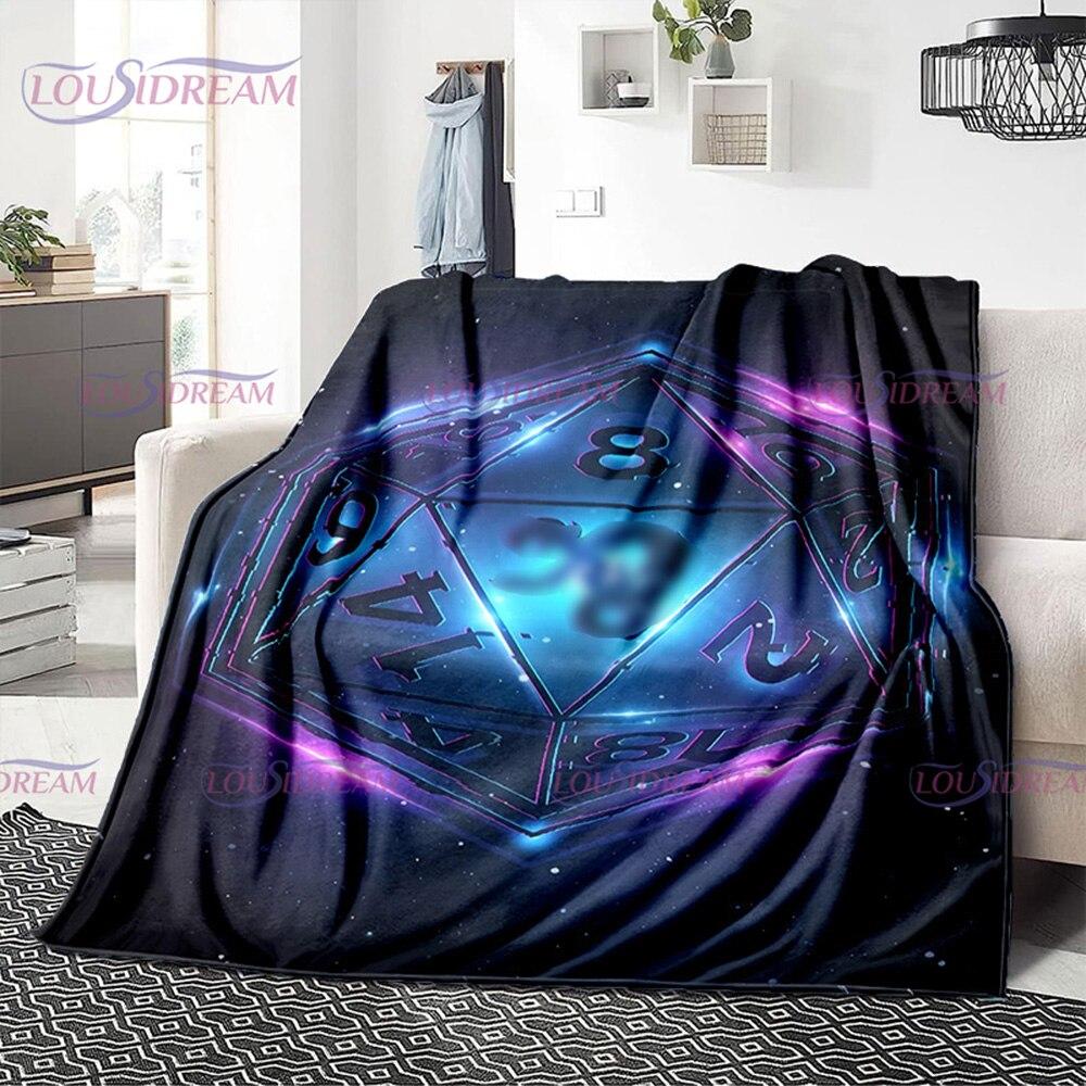 Buntes Geometrie-Muster, Klimaanlage, Flanelldecke, Bürozimmer, warm und bequem, Sofa, D20, Würfel-bedruckte Decke, Geschenk