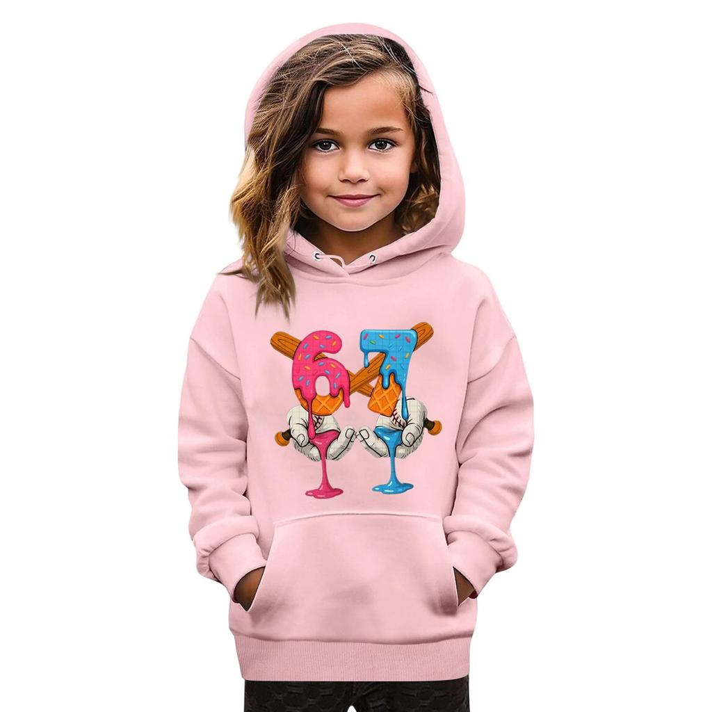 Kids' Fashion Printed Pullover Casual Long-Sleeve Crewneck Hoodie Top