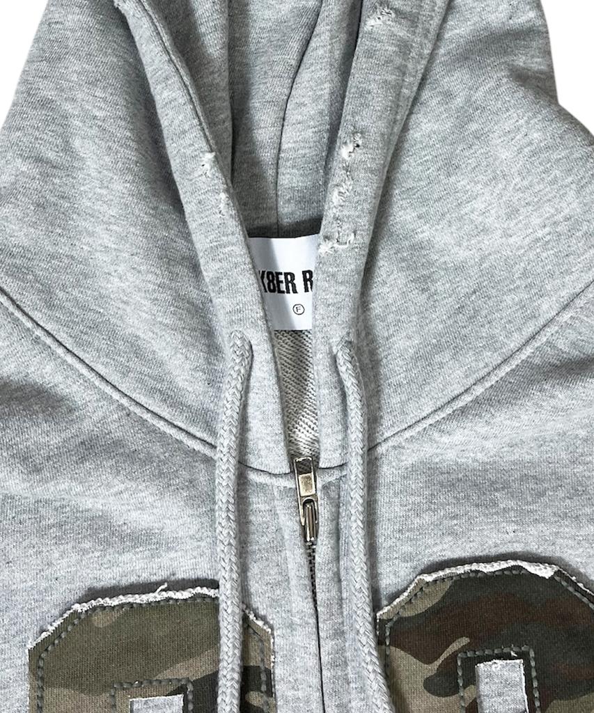 Sk8Er Rock Camouflage 88 Damage Sweat Hood Zip-Up ((Melange Gray))