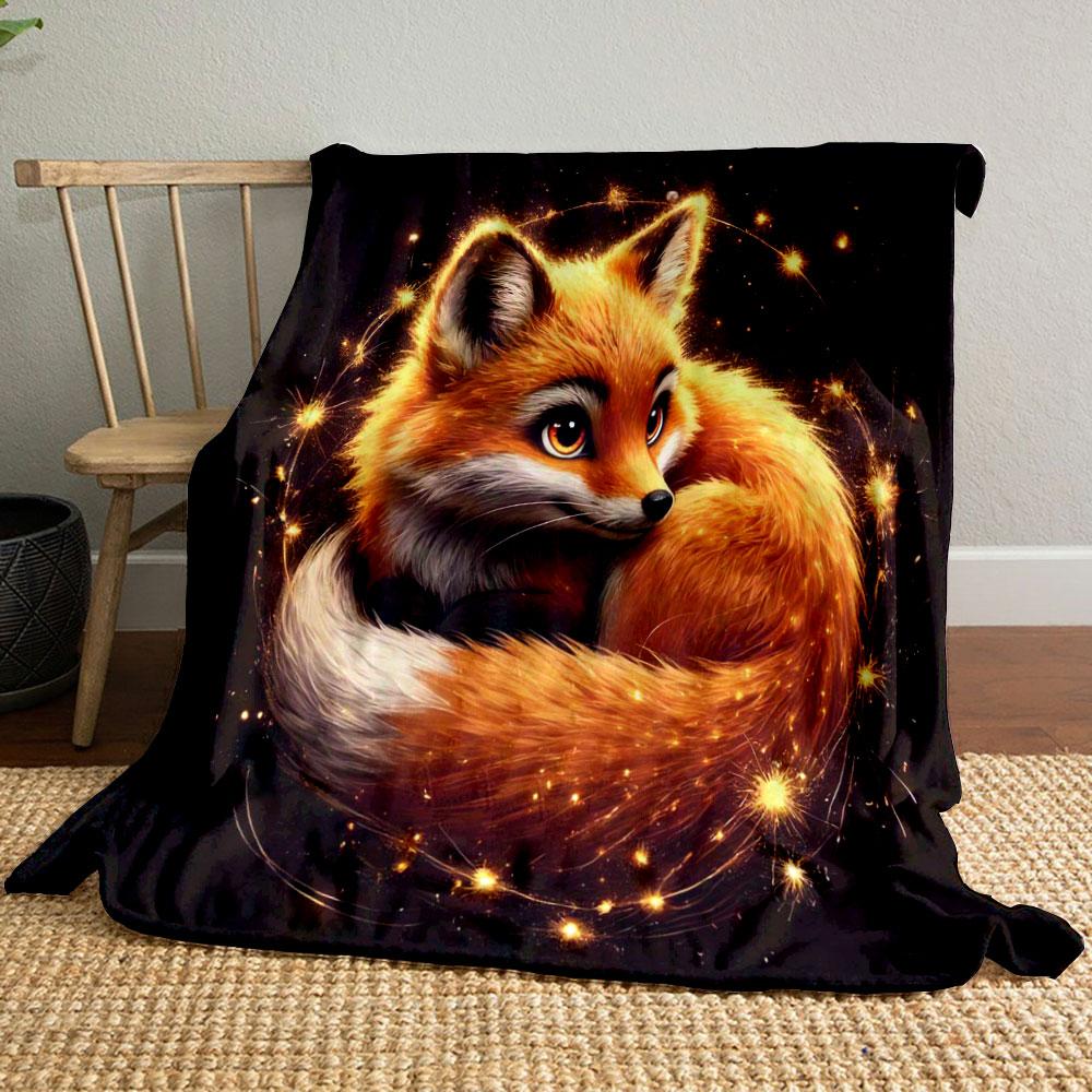 6 Styles A Fox Under A Dreamy Starry Sky Print Warm Comfortable Blanket Home Travel Camping for Adults and Kids Luxury Gifts