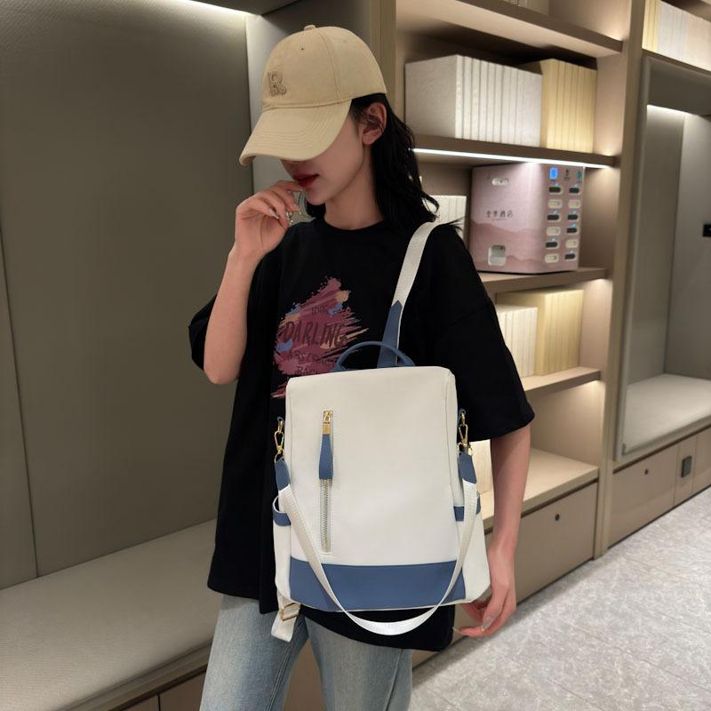 Korean version of trendy backpack women's fashion versatile Oxford cloth bag lightweight student schoolbag anti-theft travel small backpack