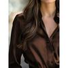 Damen S Langarm V-Ausschnitt Knopfleiste Einfarbig Elegante Bluse