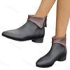 Fashion Women Ankle Boots 2025 Autumn New Low Heel Fashion Soft Leather Matching Color Short Boots Retro Back Zipper Design Office Boots