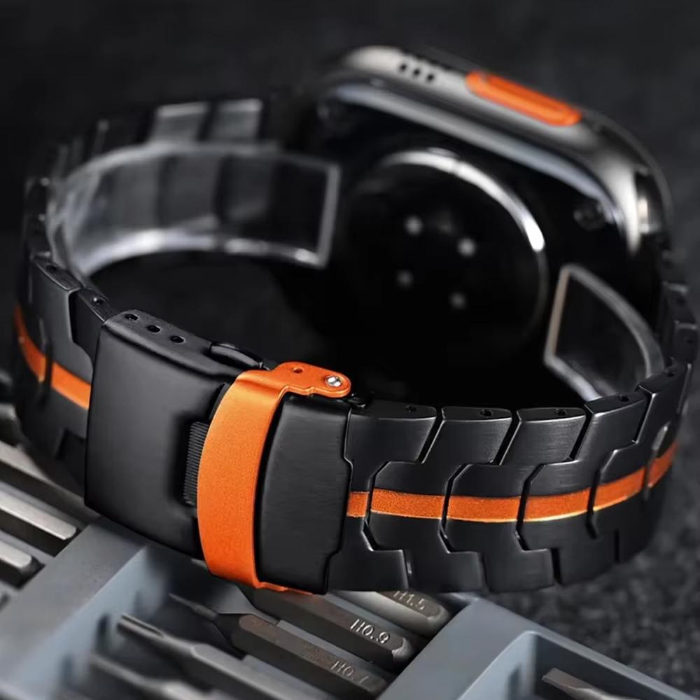 Titanium Bracelet For Apple Watch Band Series 10 9 8 7 6 SE 46mm 45mm 44mm Luxury Metal Strap For iWatch Ultra 2 49mm Men Correa