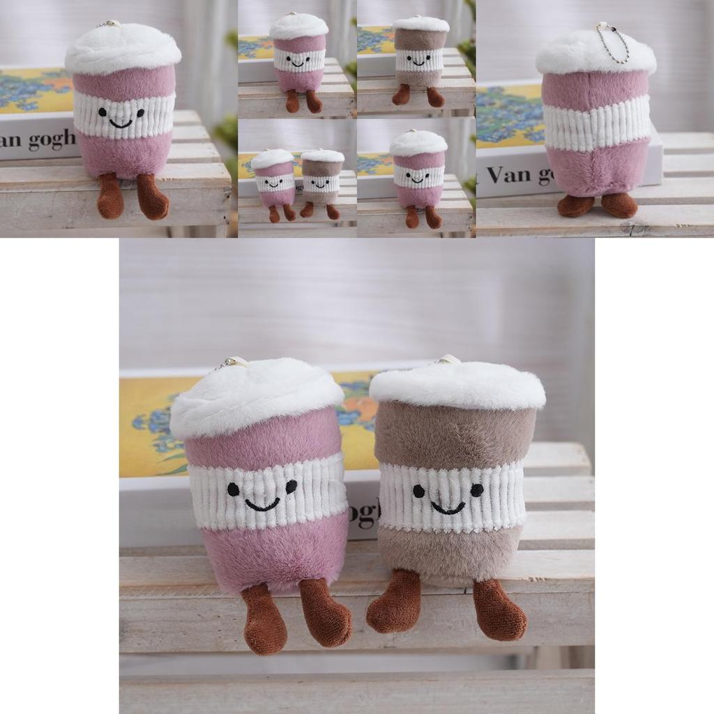 Plush Keychain Cute Cartoon Coffee Cup Pendant With Pp Cotton Filling For Bag Decor And Gift