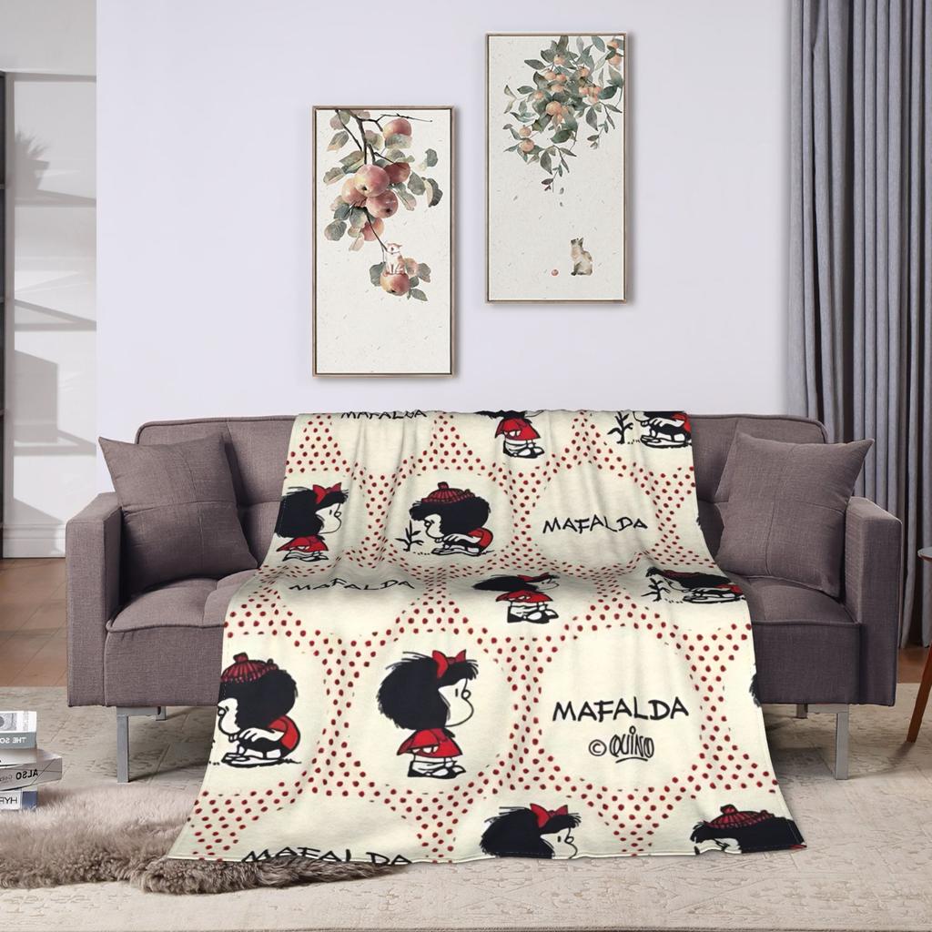 Mafaldas Cartoon Soft Blanket Travel Plush Throw Blanket Print Couch Chair Flannel Bedspread Sofa Bed Cover