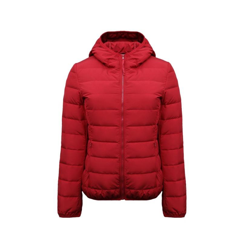 Feather Women's 90-fleece Solid Color Light and Thin Women's Clothing Hooded and Hooded Seamless Down Jacket Short Large Size Jacket