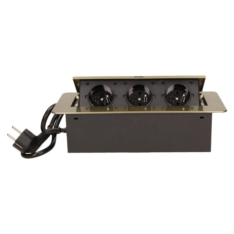 Sockets Mounted Into The Tabletop 3X2P+Z Flat Milled Edge Silver - On-Ae-1336/G