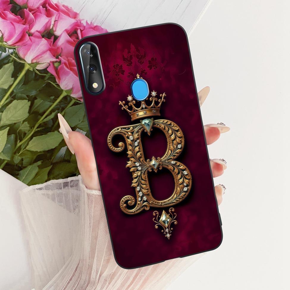 For ZTE Blade V10 Cover For ZTE Blade V10 2019 Case Silicone Luxury Crown A-Z Letters 2D Flat Pattern Soft Phone Casing
