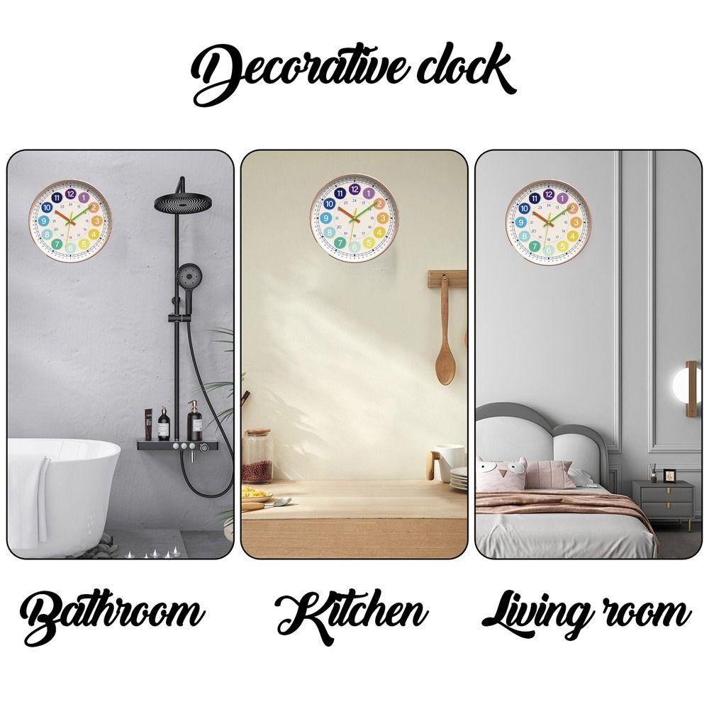 Round Electronic Color Clock Mute Learning Wall Hanging Clock  Early Education Learning